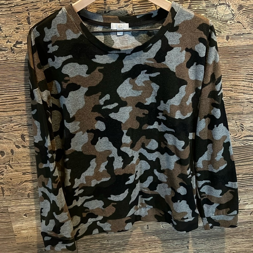 Charming Charlie camo sweater